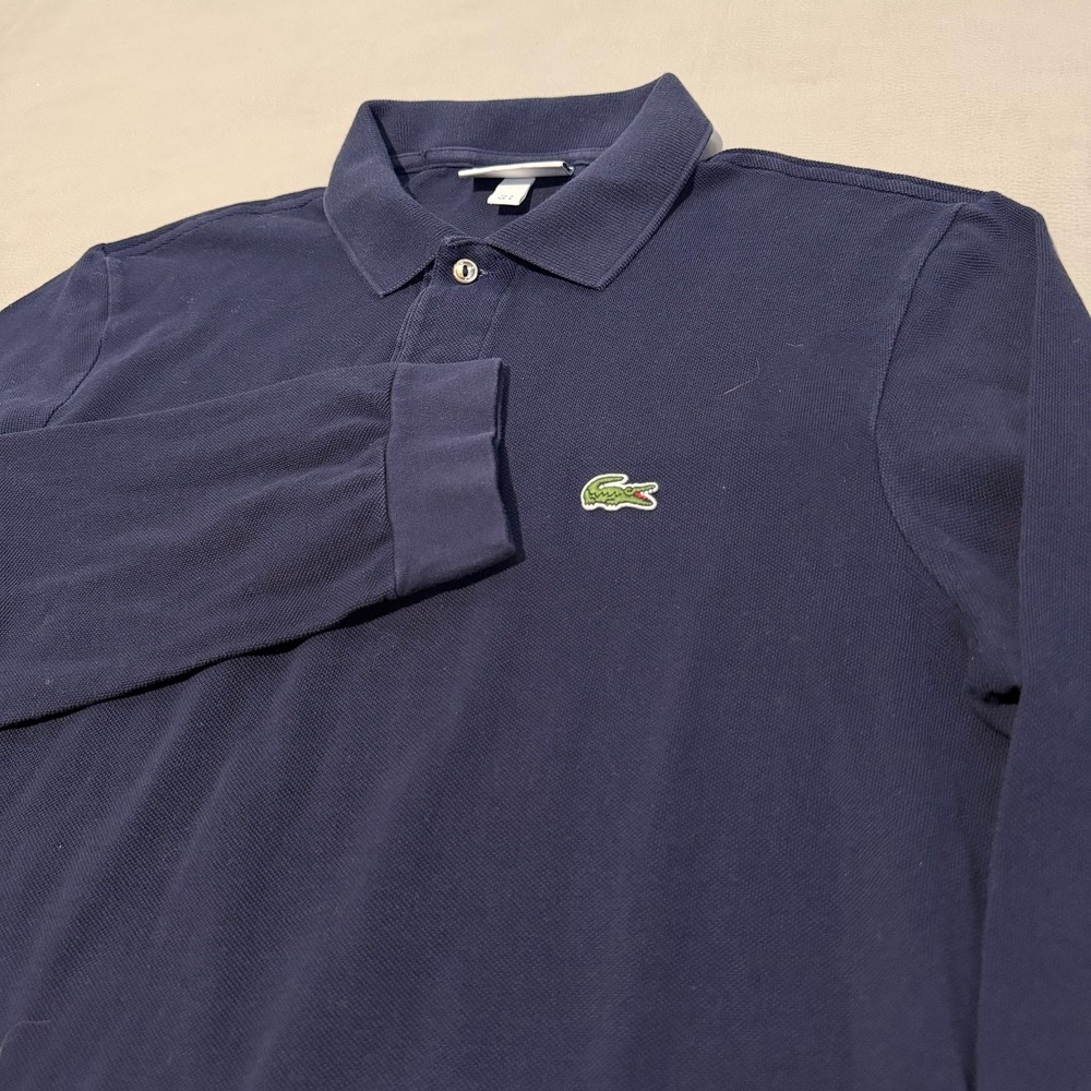 Lacoste Men Classic Long Sleeve Pique Polo Shirt Navy Tennis Preppy Y2K-S-9562
